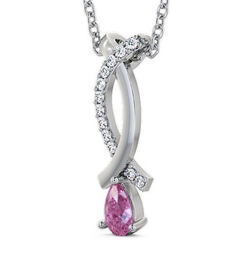  Drop Style Pink Sapphire and Diamond 0.37ct Pendant 9K White Gold - Halling PNT17GEM_WG_PS_THUMB1 