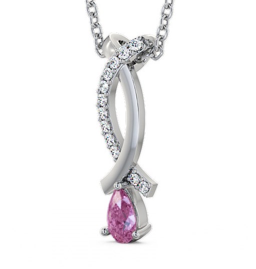 Drop Style Pink Sapphire and Diamond 0.37ct Pendant 9K White Gold PNT17GEM_WG_PS_THUMB1