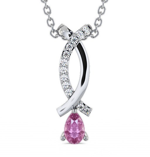  Drop Style Pink Sapphire and Diamond 0.37ct Pendant 9K White Gold - Halling PNT17GEM_WG_PS_THUMB2 
