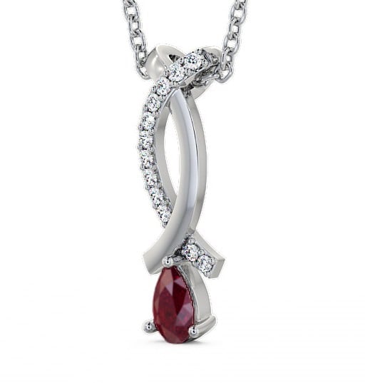 Drop Style Ruby and Diamond 0.37ct Pendant 18K White Gold PNT17GEM_WG_RU_THUMB1 