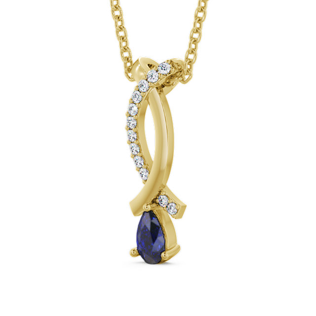 Drop Style Blue Sapphire and Diamond 0.37ct Pendant 9K Yellow Gold - Halling PNT17GEM_YG_BS_THUMB2