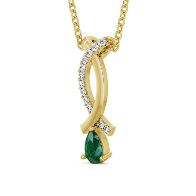 Drop Style Emerald and Diamond 0.32ct Pendant 9K Yellow Gold - Halling PNT17GEM_YG_EM_THUMB2