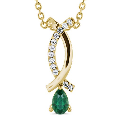  Drop Style Emerald and Diamond 0.32ct Pendant 18K Yellow Gold - Halling PNT17GEM_YG_EM_THUMB2 