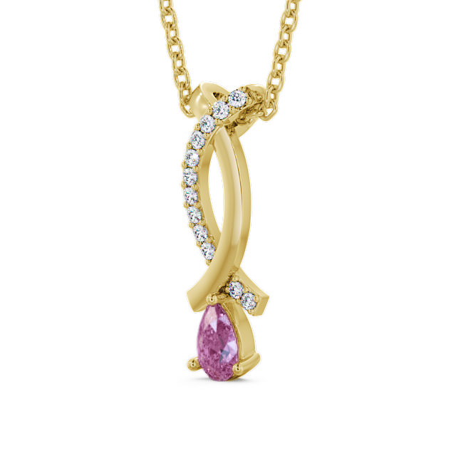 Drop Style Pink Sapphire and Diamond 0.37ct Pendant 18K Yellow Gold - Halling PNT17GEM_YG_PS_THUMB2