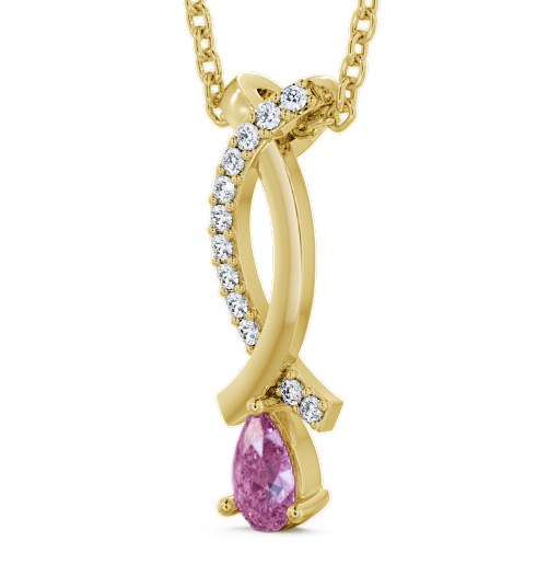 Drop Style Pink Sapphire and Diamond 0.37ct Pendant 9K Yellow Gold PNT17GEM_YG_PS_THUMB1