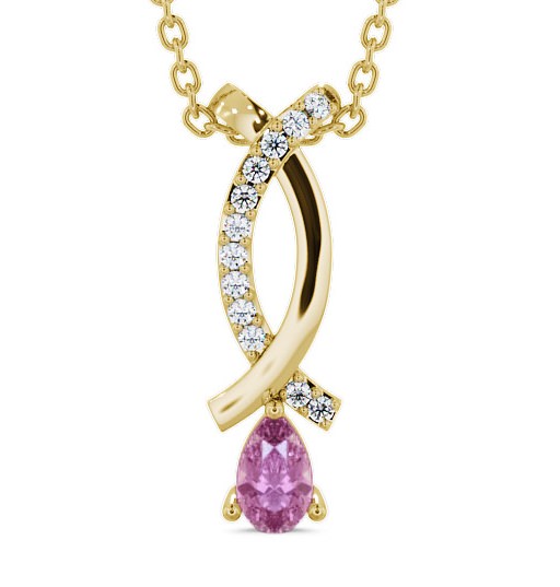  Drop Style Pink Sapphire and Diamond 0.37ct Pendant 9K Yellow Gold - Halling PNT17GEM_YG_PS_THUMB2 