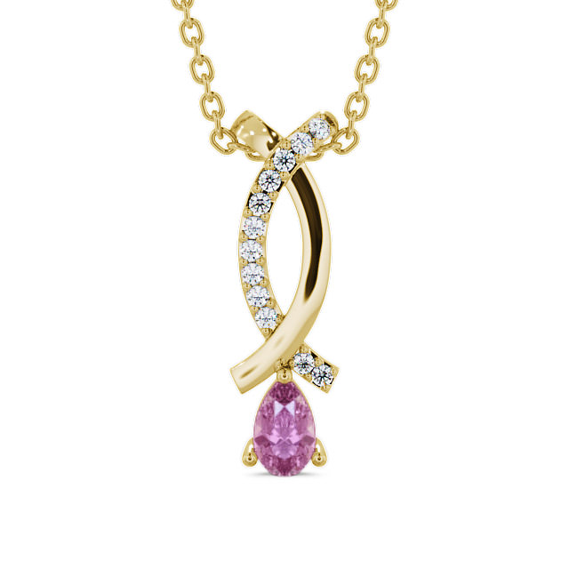 Drop Style Pink Sapphire and Diamond 0.37ct Pendant 18K Yellow Gold - Halling PNT17GEM_YG_PS_THUMB2