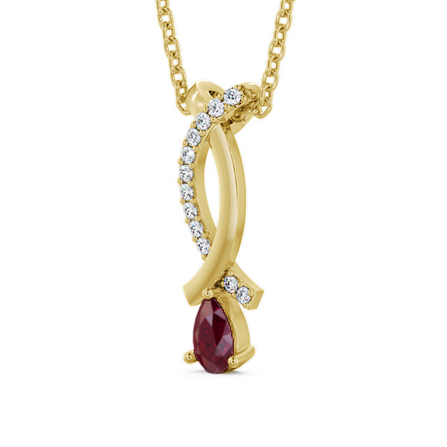 Drop Style Ruby and Diamond 0.37ct Pendant 9K Yellow Gold - Halling PNT17GEM_YG_RU_THUMB2