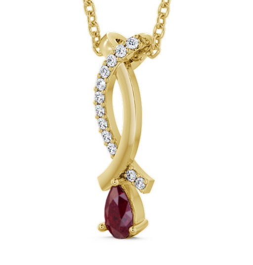 Drop Style Ruby and Diamond 0.37ct Pendant 18K Yellow Gold PNT17GEM_YG_RU_THUMB1