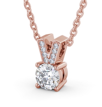 Round Solitaire Four Claw Stud Diamond Pendant 9K Rose Gold with Diamond Set Bail PNT180_RG_THUMB1