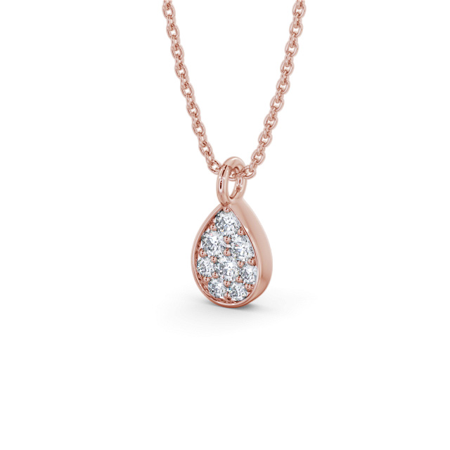Pear Style Diamond Pendant 9K Rose Gold - Hawkin PNT181_RG_SIDE