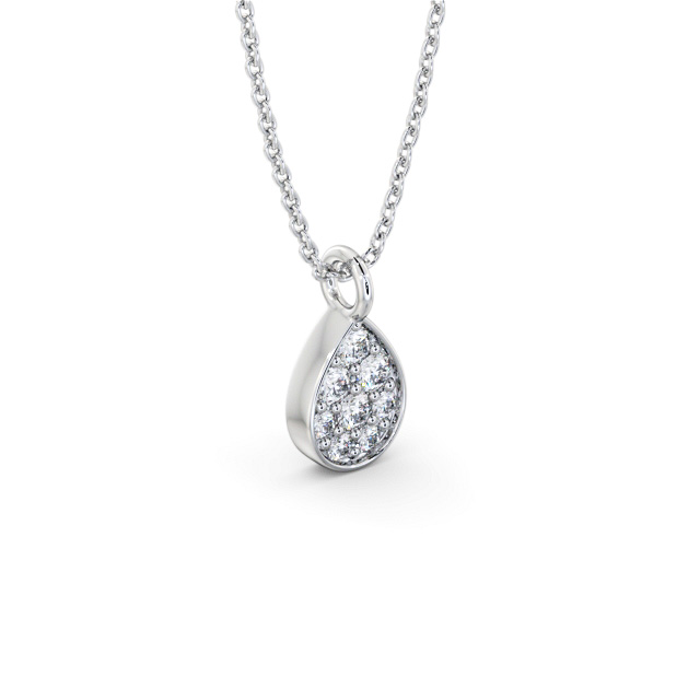Pear Style Diamond Pendant 9K White Gold - Hawkin PNT181_WG_FLAT