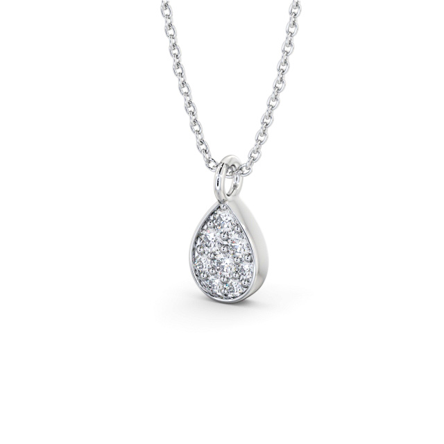 Pear Style Diamond Pendant 9K White Gold - Hawkin PNT181_WG_SIDE