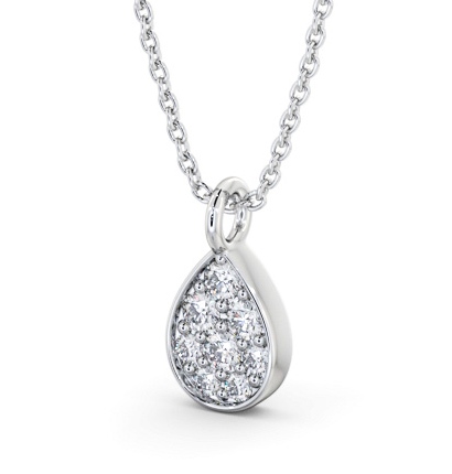 Pear Style Diamond Cluster Pendant 9K White Gold PNT181_WG_THUMB1 