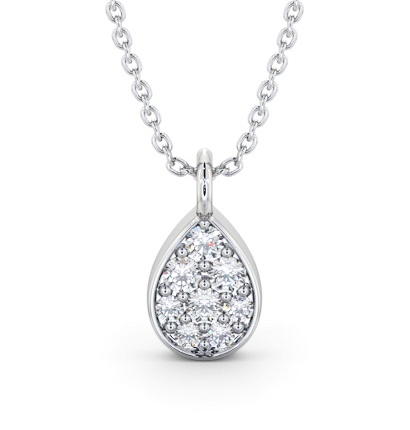  Pear Style Diamond Pendant 18K White Gold - Hawkin PNT181_WG_THUMB2 