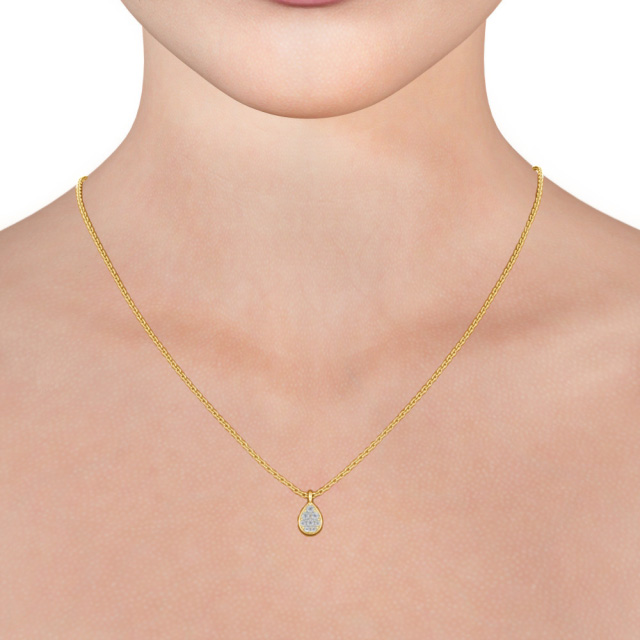 Pear Style Diamond Pendant 18K Yellow Gold - Hawkin PNT181_YG_NECK
