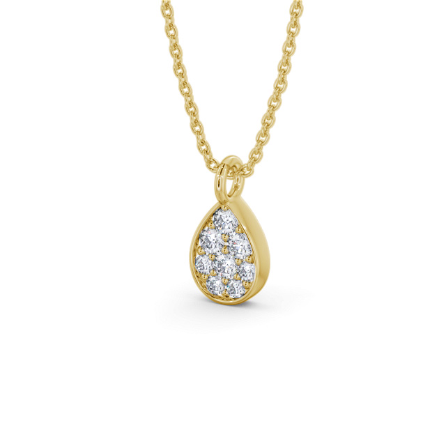 Pear Style Diamond Pendant 18K Yellow Gold - Hawkin PNT181_YG_SIDE