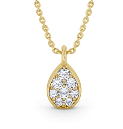 Pear Style Diamond Cluster Pendant 9K Yellow Gold PNT181_YG_THUMB2 