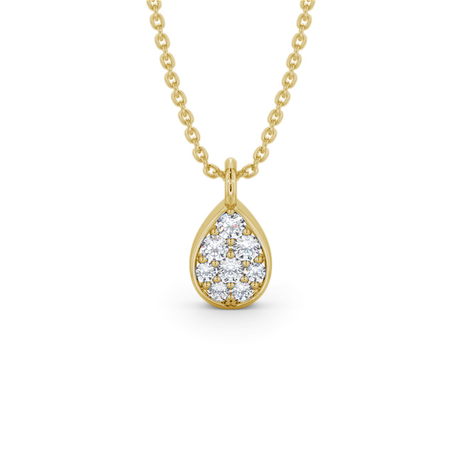 Pear Style Diamond Pendant 18K Yellow Gold - Hawkin PNT181_YG_UP