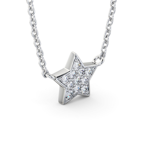 Star Style Diamond Pendant 18K White Gold - Rosina PNT182_WG_FLAT