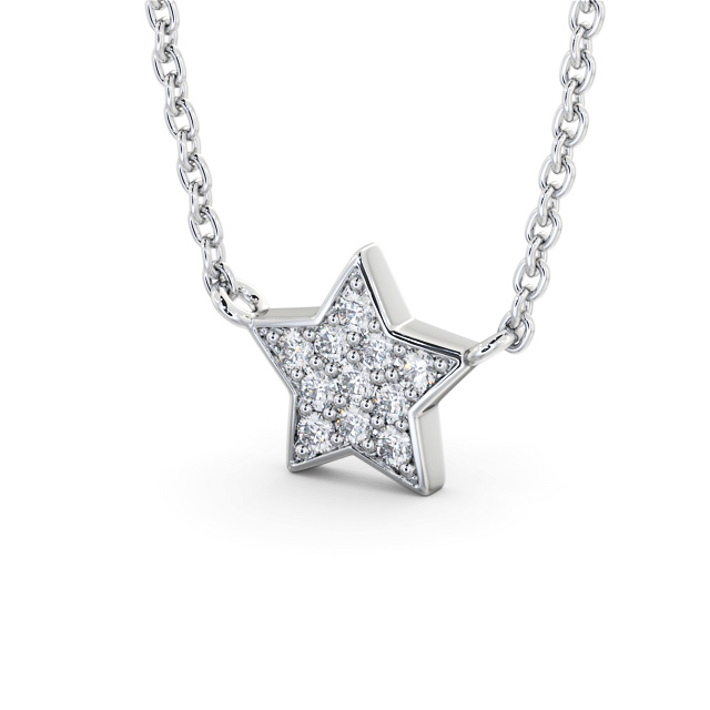 Star Style Diamond Pendant 18K White Gold - Rosina PNT182_WG_SIDE