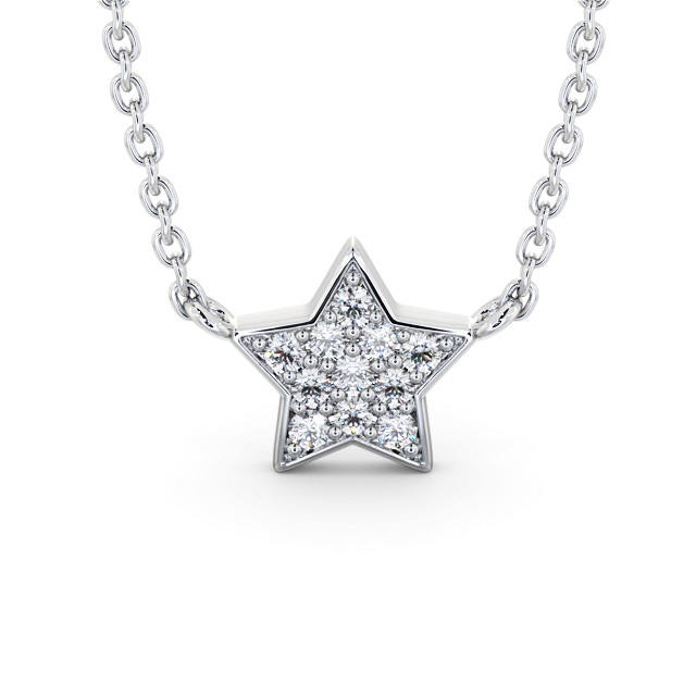 Star Style Diamond Pendant 18K White Gold - Rosina PNT182_WG_UP