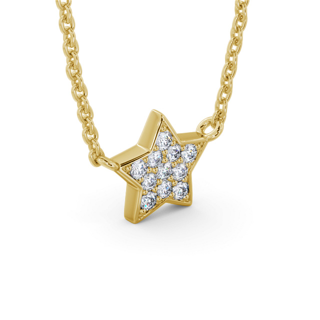Star Style Diamond Pendant 18K Yellow Gold - Rosina PNT182_YG_FLAT