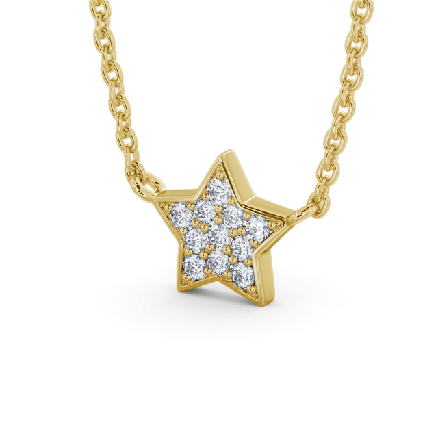 Star Style Diamond Pendant 18K Yellow Gold - Rosina PNT182_YG_SIDE