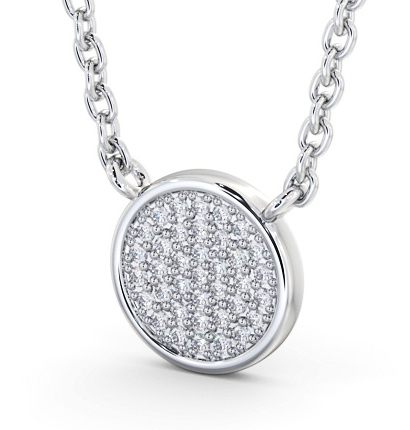 Circle Style Diamond Cluster Pendant 18K White Gold PNT185_WG_THUMB1