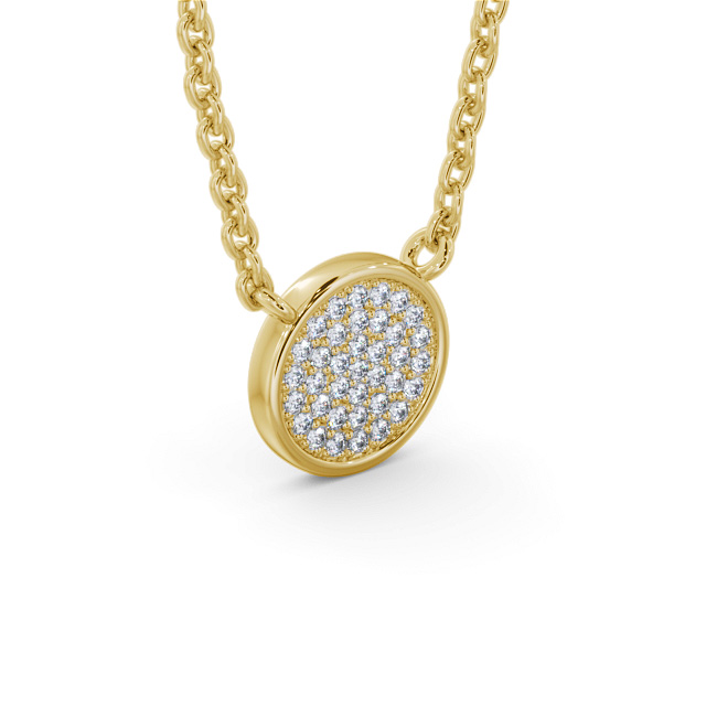 Circle Style Diamond Pendant 9K Yellow Gold - Kinlet PNT185_YG_FLAT