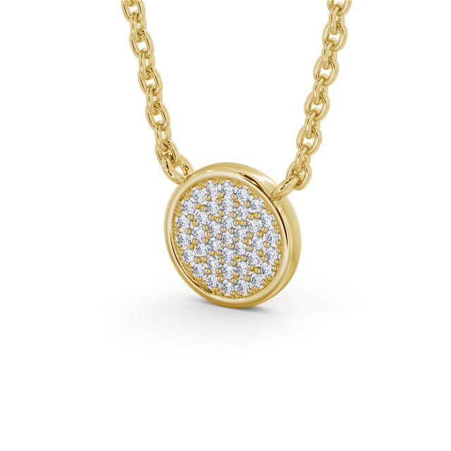Circle Style Diamond Pendant 18K Yellow Gold - Kinlet PNT185_YG_SIDE