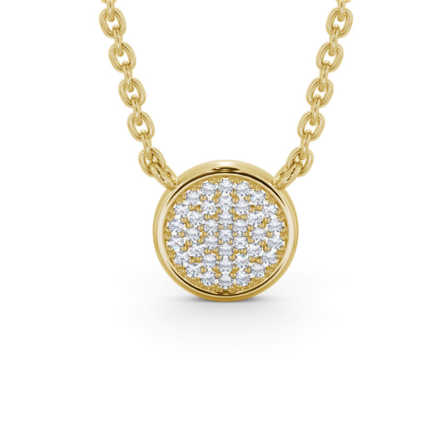 Circle Style Diamond Pendant 18K Yellow Gold - Kinlet PNT185_YG_UP