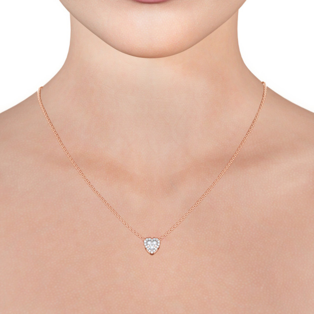 Heart Design Diamond Pendant 18K Rose Gold - Rivera PNT187_RG_NECK
