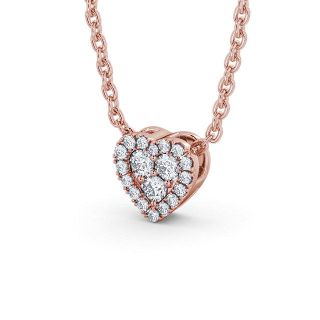 Heart Design Diamond Pendant 18K Rose Gold - Rivera PNT187_RG_SIDE