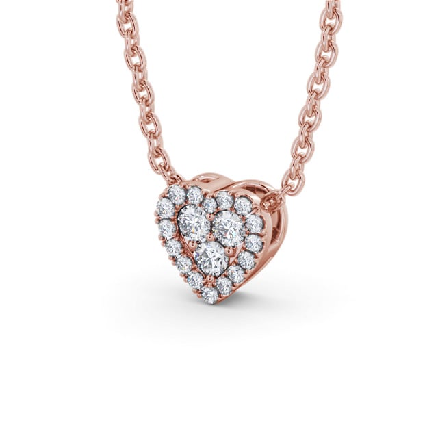 Heart Design Diamond Pendant 9K Rose Gold - Rivera PNT187_RG_SIDE