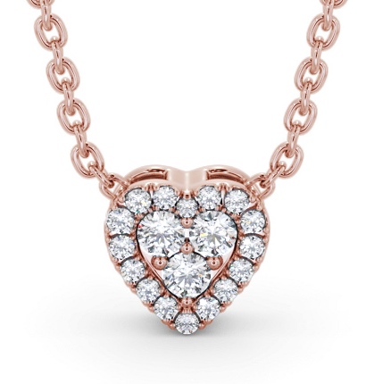 Heart Design Round Diamond Cluster Pendant 9K Rose Gold PNT187_RG_THUMB2 