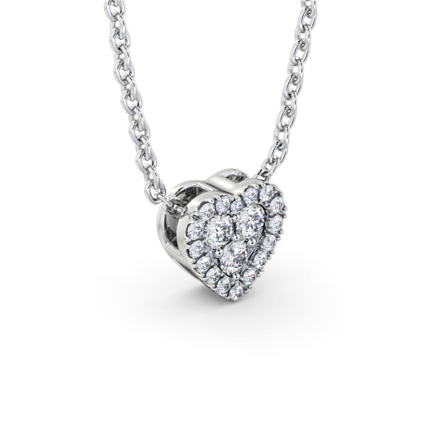 Heart Design Diamond Pendant 18K White Gold - Rivera PNT187_WG_FLAT