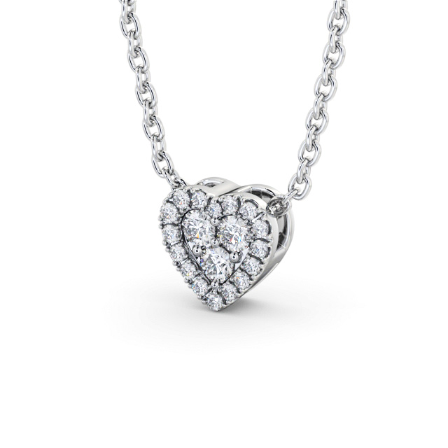 Heart Design Diamond Pendant 18K White Gold - Rivera PNT187_WG_SIDE