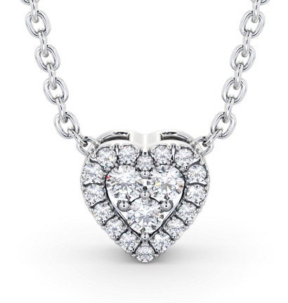 Heart Design Round Diamond Cluster Pendant 18K White Gold PNT187_WG_THUMB2 