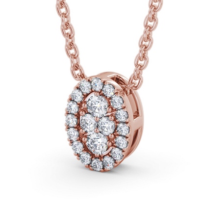 Oval Design Round Diamond Cluster Pendant 9K Rose Gold PNT188_RG_THUMB1