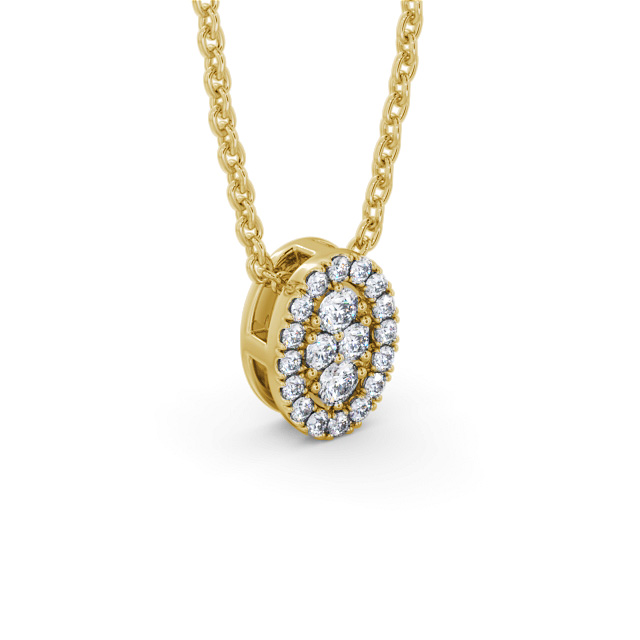 Oval Design Diamond Pendant 9K Yellow Gold - Minerve PNT188_YG_FLAT