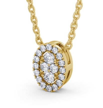 Oval Design Round Diamond Cluster Pendant 9K Yellow Gold PNT188_YG_THUMB1 