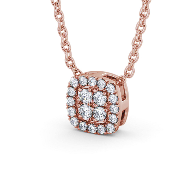 Cushion Design Diamond Pendant 18K Rose Gold - Milana PNT189_RG_SIDE