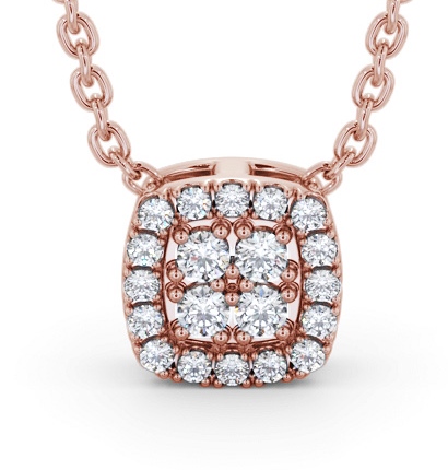  Cushion Design Diamond Pendant 9K Rose Gold - Milana PNT189_RG_THUMB2 