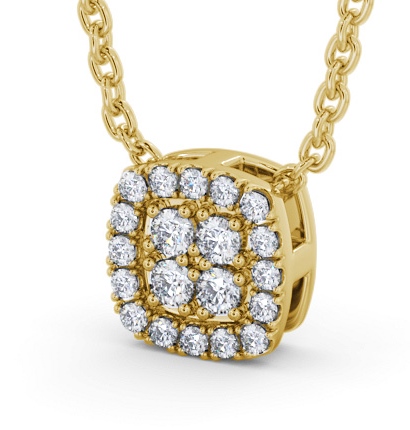 Cushion Design Round Diamond Cluster Pendant 18K Yellow Gold PNT189_YG_THUMB1