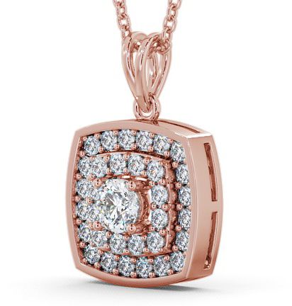 Cluster Round Diamond Double Halo Pendant 18K Rose Gold PNT18_RG_THUMB1