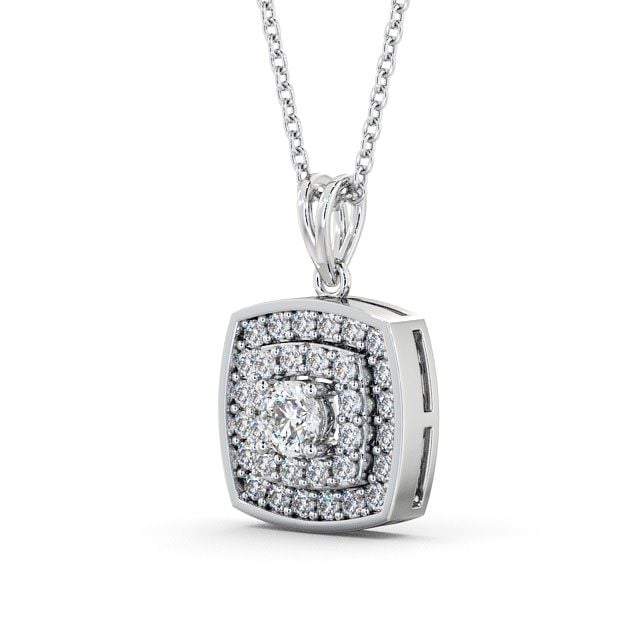 Cluster Round Diamond Pendant 18K White Gold - Bolham PNT18_WG_SIDE