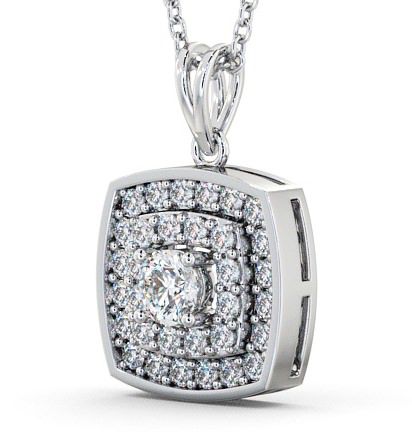 Cluster Round Diamond Double Halo Pendant 9K White Gold PNT18_WG_THUMB1 