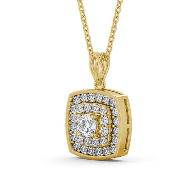 Cluster Round Diamond Pendant 18K Yellow Gold - Bolham PNT18_YG_SIDE