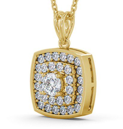 Cluster Round Diamond Double Halo Pendant 18K Yellow Gold PNT18_YG_THUMB1